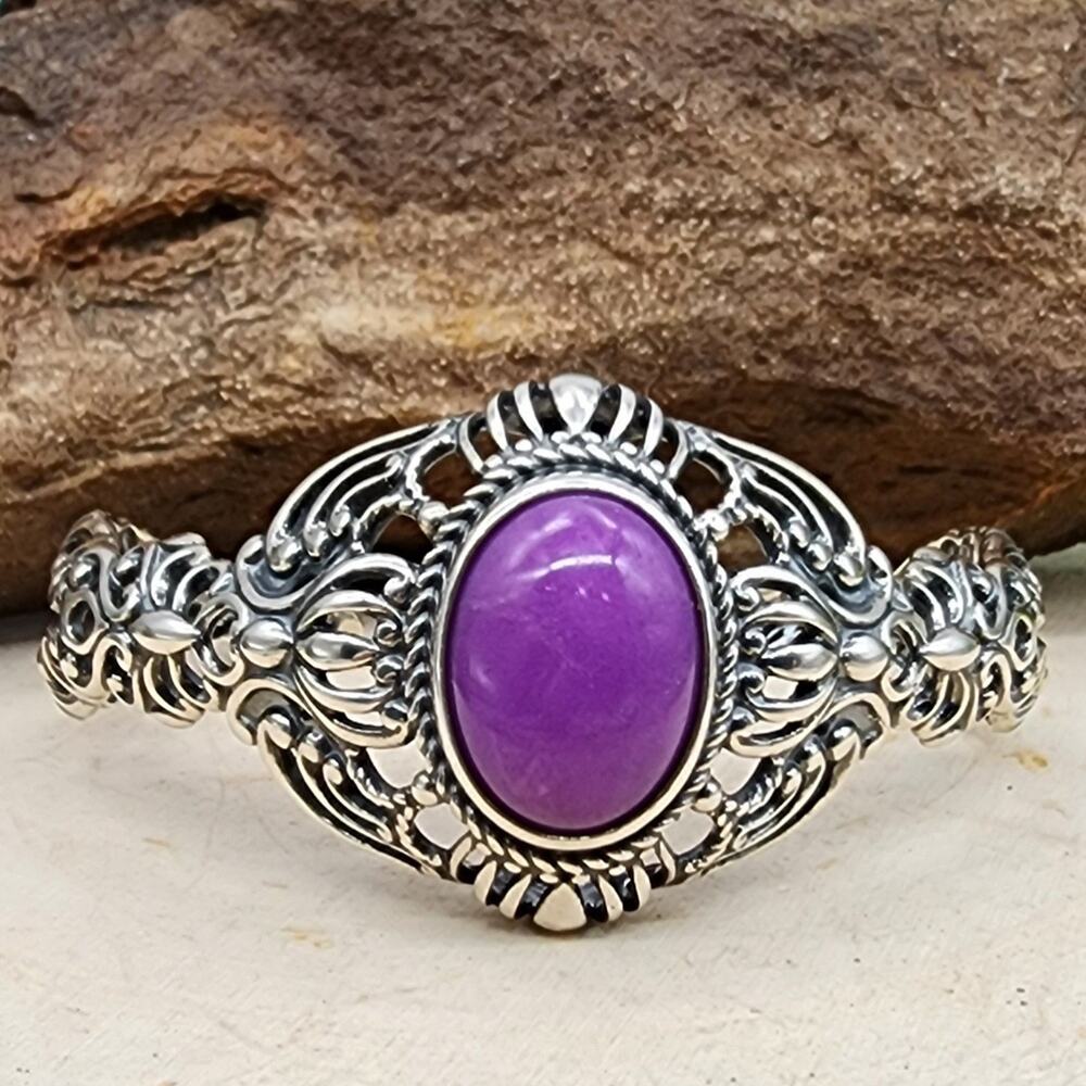 Carolyn Pollack Relios 925 Sterling Purple Phosphosiderite 6.5"Cuff Bracelet 34g